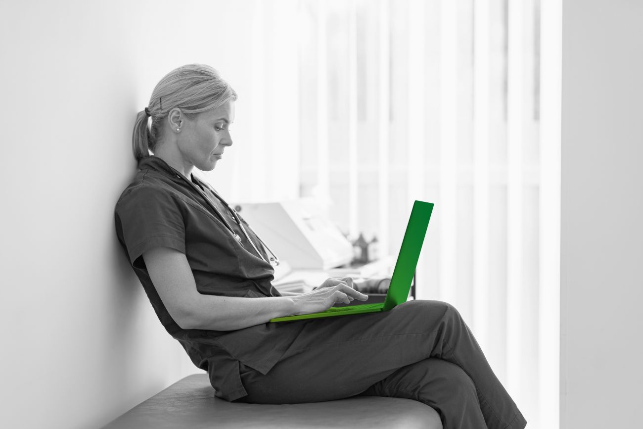 healthcare worker laptop